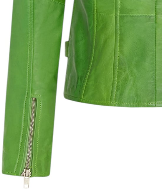 Dames leren appelgroene Brando bikerjack - Loddon - Image 6