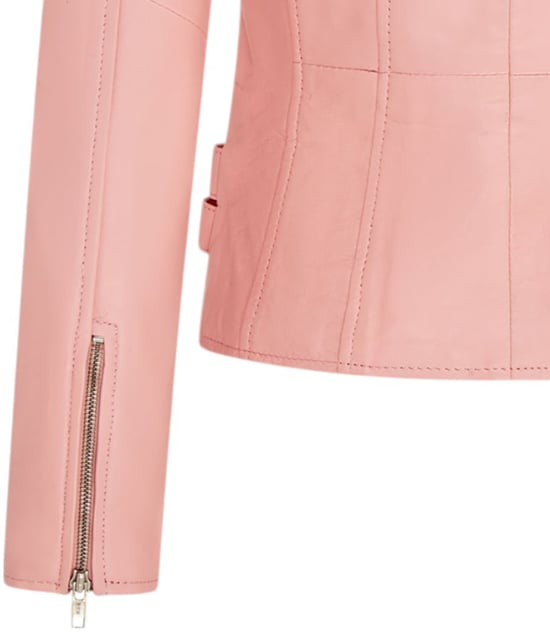 Dames leren babyroze Brando bikerjack - Loddon - Image 6