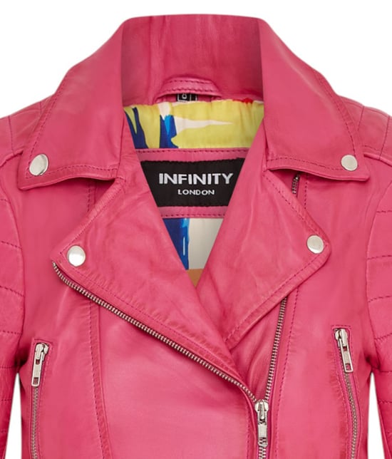 Dames fuchsia roze cropped Brando leren bikerjack - Durban - Image 6