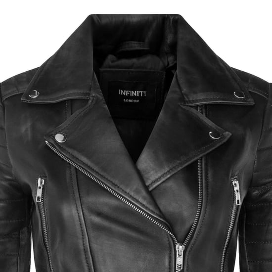 Dames zwarte cropped Brando leren bikerjack - Bellville - Image 6
