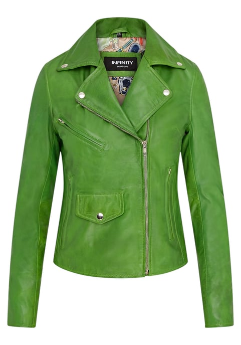 Dames Apple Green Classic Brando Biker leren jack - Soweto - Image 2