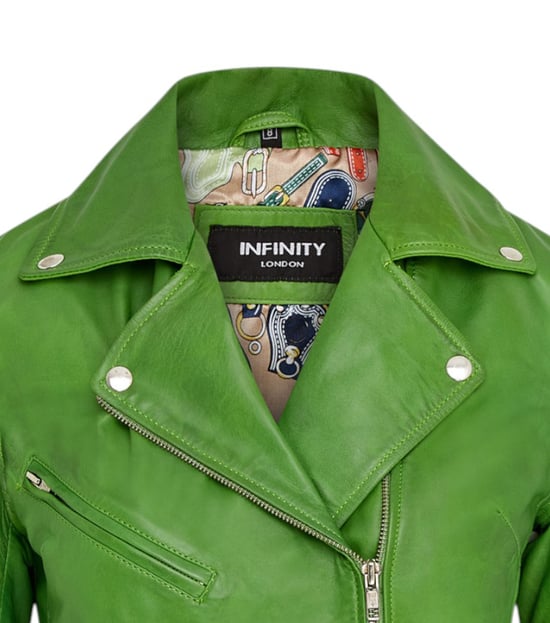 Dames Apple Green Classic Brando Biker leren jack - Soweto - Image 6