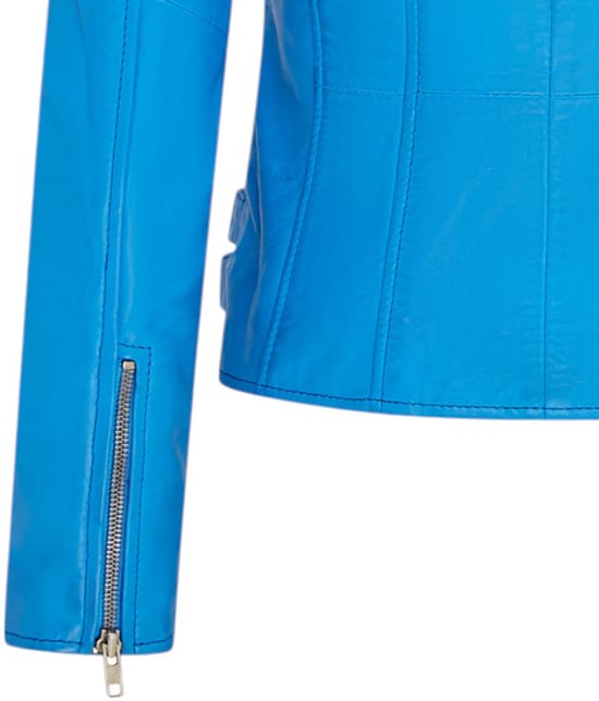 Dames leren blauwe Brando bikerjack - Loddon - Image 6