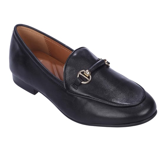 Dune London Dames/Dames Grandeur Leather Wide Loafers (Zwart) - Image 1