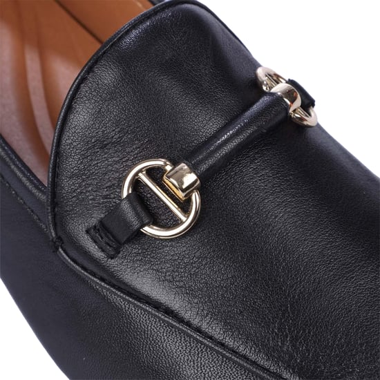 Dune London Dames/Dames Grandeur Leather Wide Loafers (Zwart) - Image 5