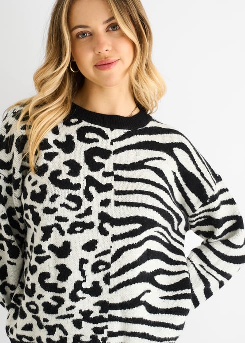 Zwart Contrast Zebra Dier Breimuts - Image 2