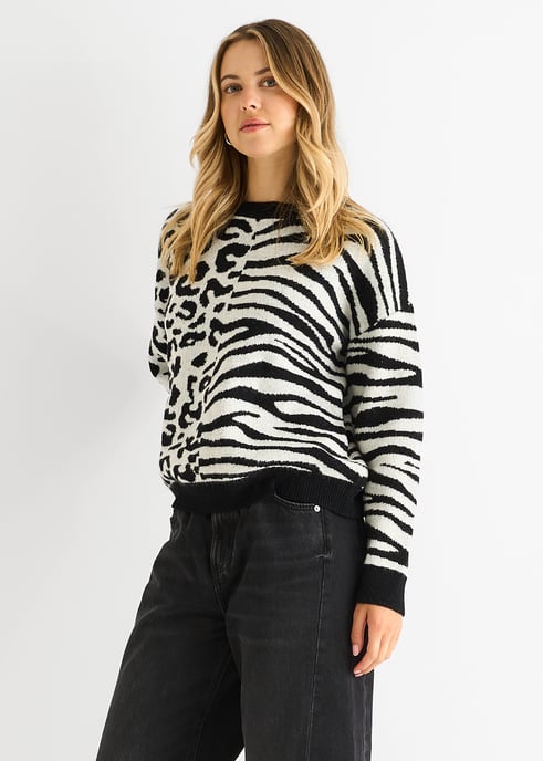 Zwart Contrast Zebra Dier Breimuts - Image 3