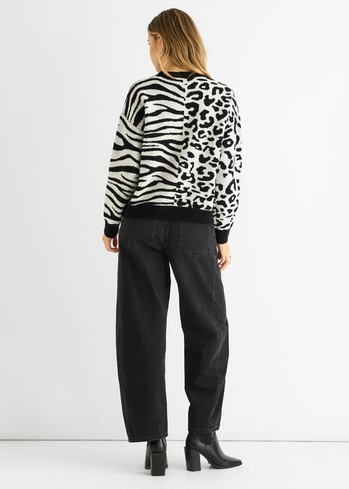 Zwart Contrast Zebra Dier Breimuts - Image 4