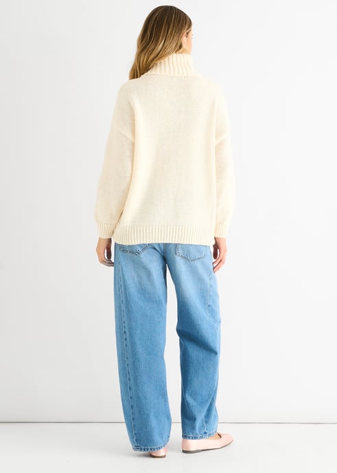 Crème gebloemde applique oversized trui - Image 4