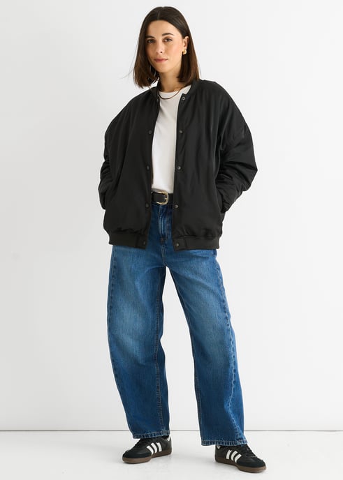 Zwart gewatteerd oversized bomberjack - Image 1