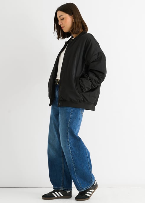 Zwart gewatteerd oversized bomberjack - Image 3