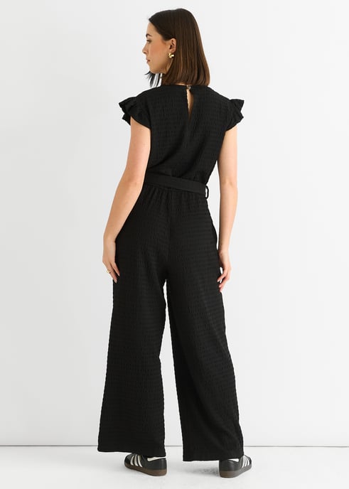 Jumpsuit met elastische textuur en kraag met elastiek - Image 4