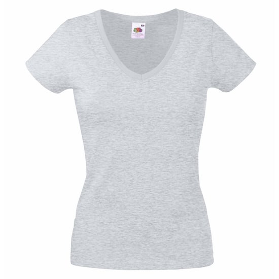 Fruit Of The Loom Dames Vrouwen-Fit Valuegewicht V-hals T-shirt met korte mouwen (Heather Grijs) - Image 1