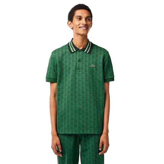Lacoste Heren Monogram Jacquard Klassiek Poloshirt (Groen) - Image 4