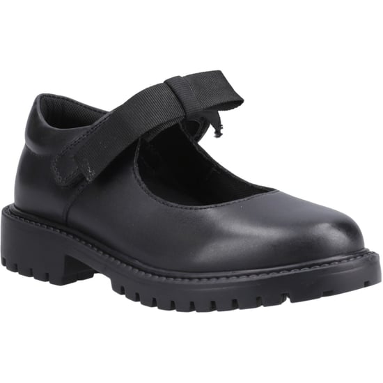 Hush Puppies Astrid Bow Meisjes Zwart Leren Schoenen - Image 1