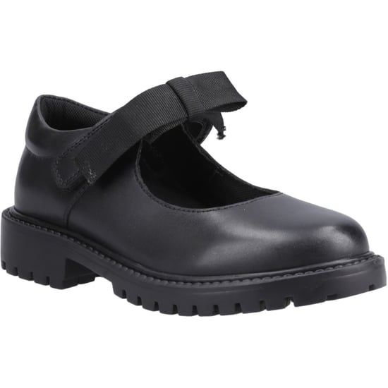 Hush Puppies Astrid Bow Meisjes Zwart Leren Schoenen - Image 1