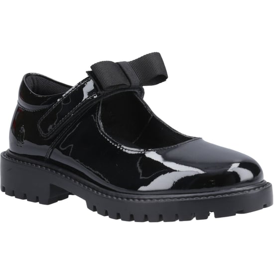 Hush Puppies Astrid Bow Meisjes Zwart Leren Schoenen - Image 1