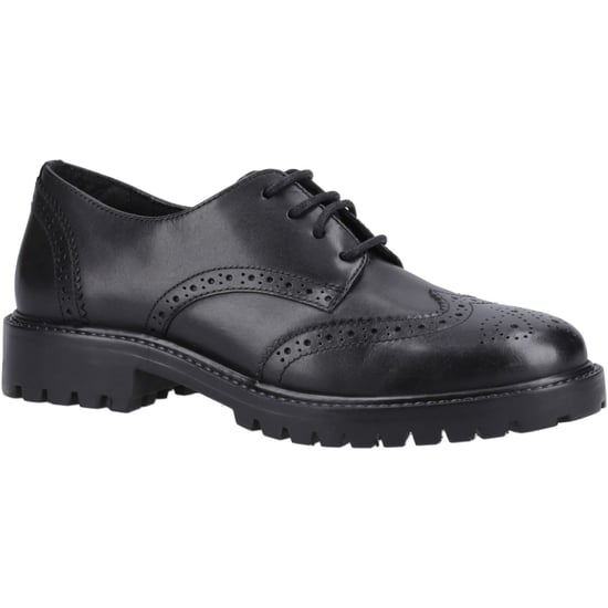 Hush Puppies Athena Senior Meisjes Zwart Leren Brogues - Image 1
