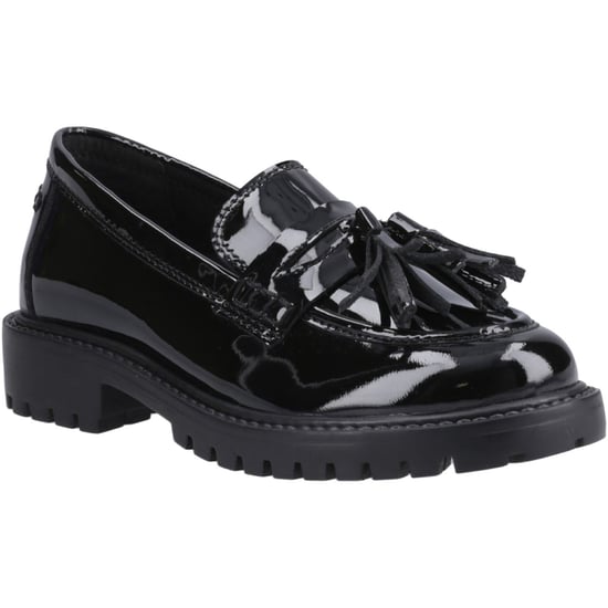 Hush Puppies Abigail Patent Senior Meisjes Zwarte Leren Mocassins - Image 1