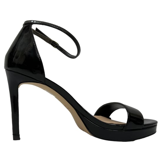 Stuart Weitzman Nudist Platform Sandalen in Zwart Glanzend Leer - Image 1