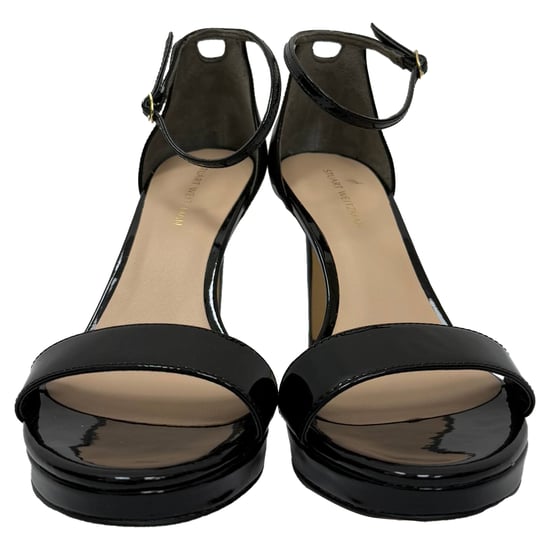 Stuart Weitzman Nudist Platform Sandalen in Zwart Glanzend Leer - Image 2