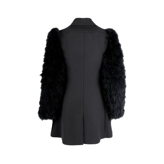 Rode Valentino Wol Coat met Dierenveren Mouwen - '10s - Image 3