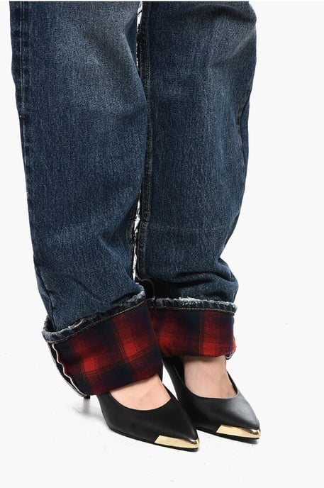 MM8 PENDLETON Hoge taille denim met wollen zoom in blauw - Image 4