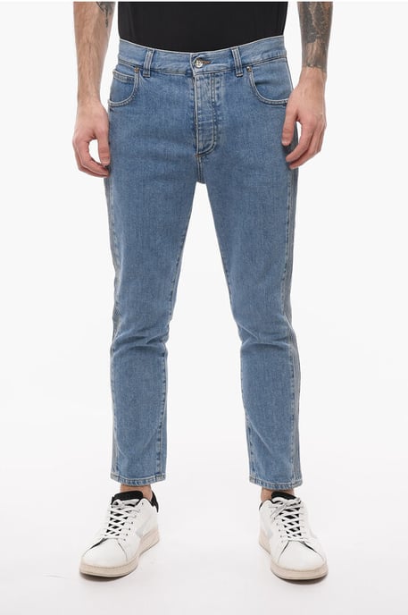 Tapered Fit jeans met details aan de zijkanten 17 cm in blauw - Image 1
