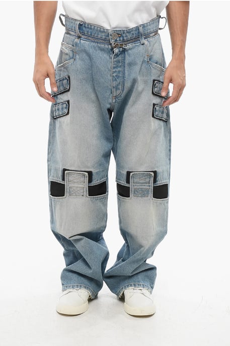 Loose Fit Jeans met klittenbanddetails 26 cm in blauw - Image 1