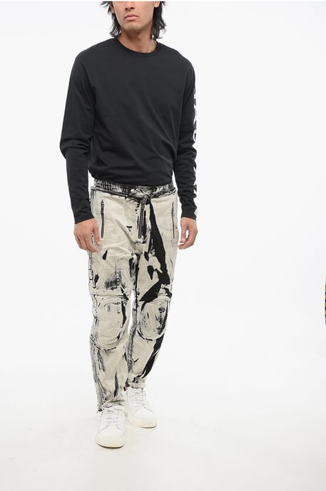 Bikerjeans met acid-wash effect en enkelrits 16 cm in zwart en wit - Image 4