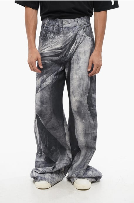 Loose Fit Jeans met Beeldhouwprint 38cm in Blauw, Grijs - Image 1