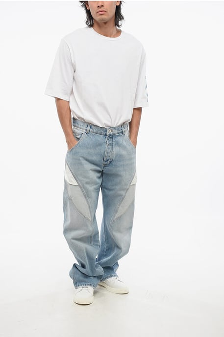 Loose Fit Jeans met contrasterende details 26 cm in blauw - Image 4