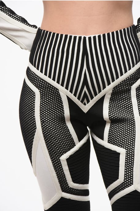Tweekleurige bikershorts met hoge taille in zwart en wit - Image 3