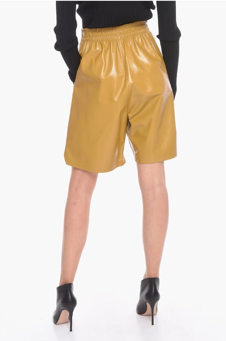 GLANZENDE Gaucho-shorts van leer in geel - Image 2