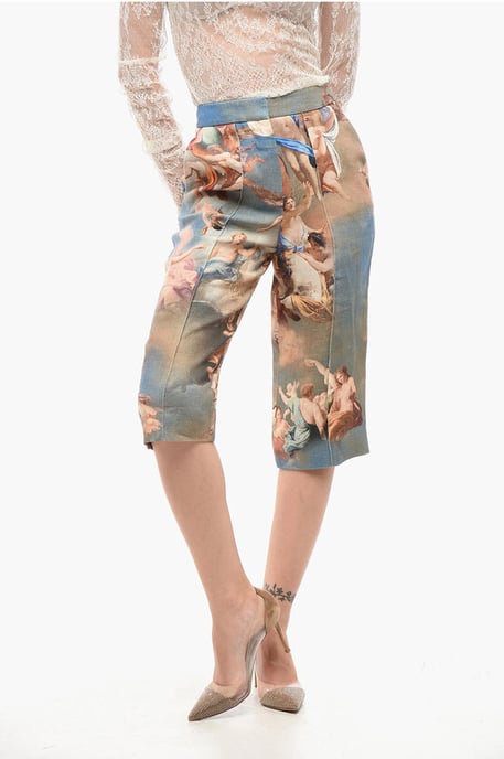 Gepatineerde linnen Bermuda Shorts in Multicolor - Image 1