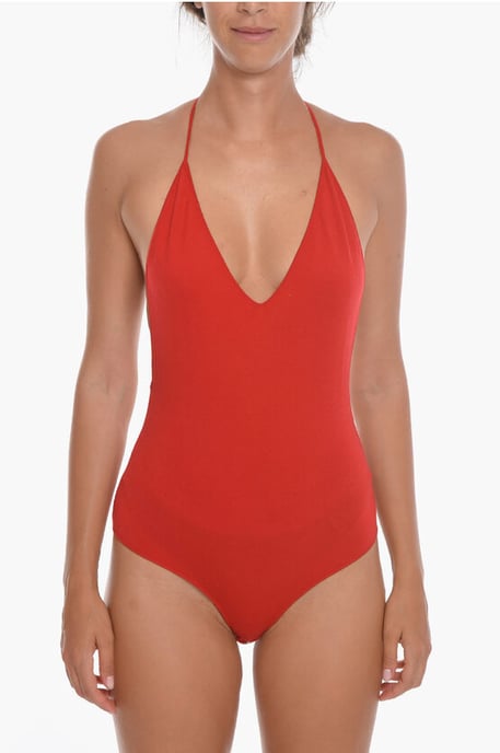 Gezellige body met blote rug van kasjmiermix in rood - Image 1