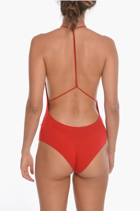Gezellige body met blote rug van kasjmiermix in rood - Image 2