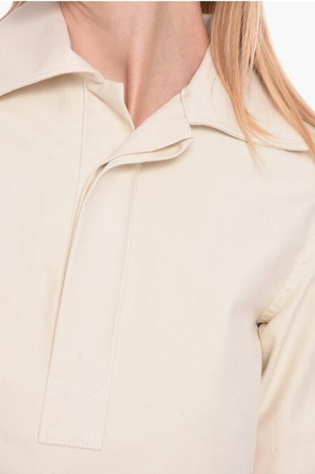 Blouse van katoen met korte mouwen en verborgen knopen in wit - Image 3