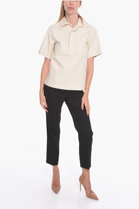 Blouse van katoen met korte mouwen en verborgen knopen in wit - Image 4