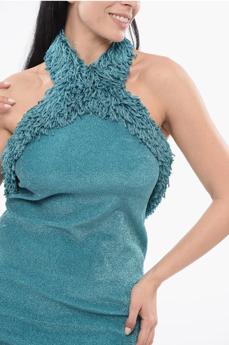 Lurex Halterneckjurk in Blauw - Image 3