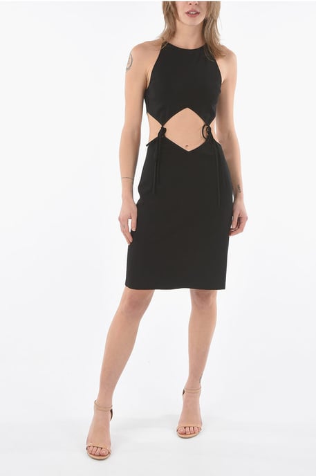 Mini-jurk met uitsparingen en veters in zwart - Image 1