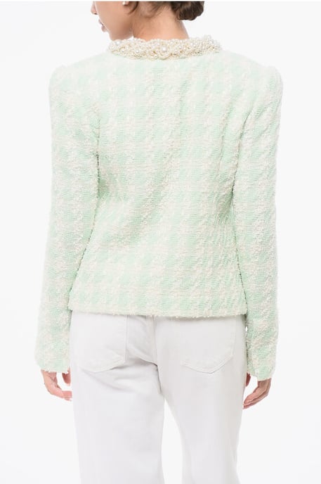 Tweed SIDE TO SIDE Blazer met decoratieve parels in lichtblauw - Image 2