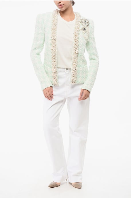 Tweed SIDE TO SIDE Blazer met decoratieve parels in lichtblauw - Image 4