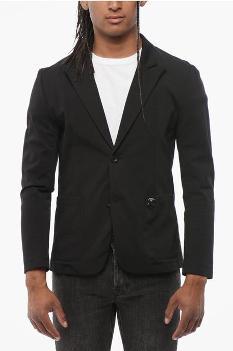 Ongevoerde enkelrijs WOE-blazer in zwart - Image 1