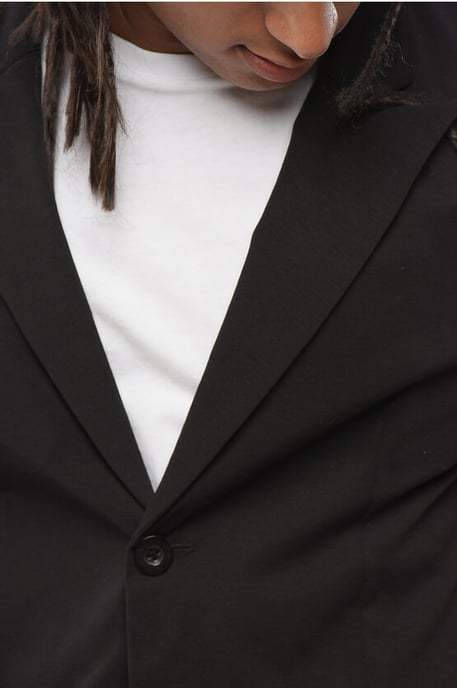 Ongevoerde enkelrijs WOE-blazer in zwart - Image 3