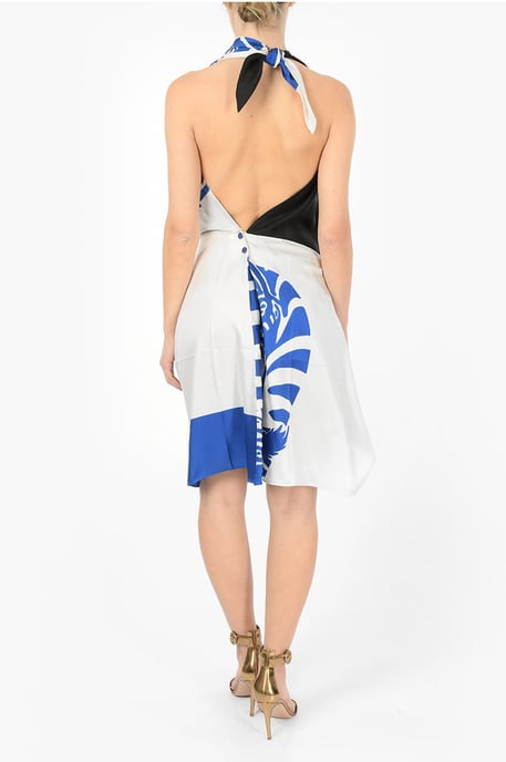 Gedrapeerde ZEBRA Halterneckjurk in Blauw - Image 2