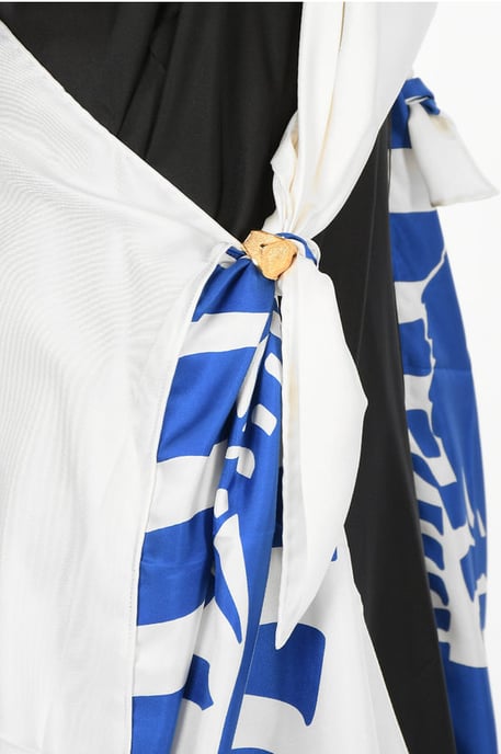 Gedrapeerde ZEBRA Halterneckjurk in Blauw - Image 3