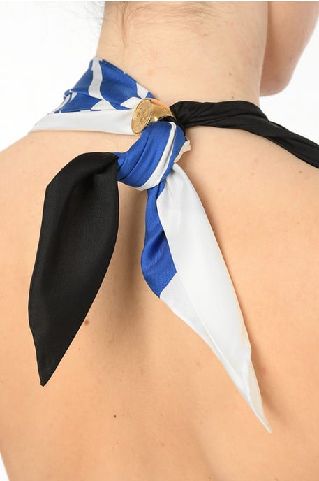 Gedrapeerde ZEBRA Halterneckjurk in Blauw - Image 4