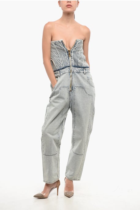 Mouwloze denim jumpsuit in blauw - Image 1