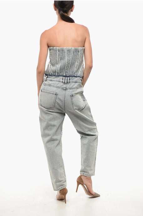 Mouwloze denim jumpsuit in blauw - Image 2